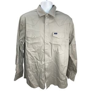 Wrangler Riggs Workwear Shirt Size L Gray Long Sleeve Advanced Comfort